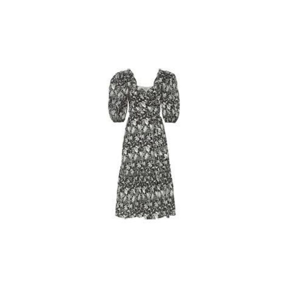 St. Roche NWT Romaine Wrap Dress in Black/White Mushroom Pattern Size 8